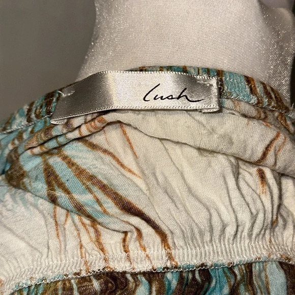 lush cream blue brown strapless top size small - Picture 3 of 4